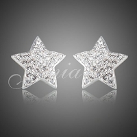 Chokushop Korean Jewelry Fashion Bijouterie Refined and Elegant Imitation Diamond Star Design Auden Crystal Stud Earrings (PE070)