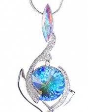 Swarovski Pendant Necklace with Brilliant Arora Boreal Crystals Set in Platinum. (8130AB)
