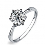 Maikun 18k White Gold Plated Classic 6 Prong Sparkling Solitaire Cubic Zircon Engagement Ring 7.25