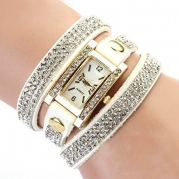 Geneva Women's Rhinestone Braided Winding Wrist Watch