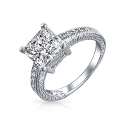 Bling Jewelry SterlingSilver 2.9 ct Princess CZ Engagement Ring - Size 6