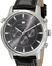 Tommy Hilfiger Men's 1790875 Sport Luxury Stainless Steel Watch with Black Leather Band