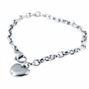 Jstyle Jewelry Women's Stainless Steel Chain Bracelet with Heart Charm,7.48