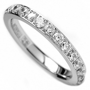3MM Ladies Titanium Eternity Engagement Band, Wedding Ring with Pave Set Cubic Zirconia Size 4