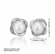 megko Wedding Jewelry Silver Plated Zircon Twist Pearl Stud Earrings for Girls