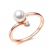 Serend 18k Rose Gold Plated Simulated Pearl Ring, Size 5.5