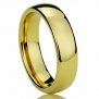 6MM Titanium Comfort Fit Wedding Band Ring Yellow Tone High Polished Classy Domed Ring (6 to 14) - Size: 7.5