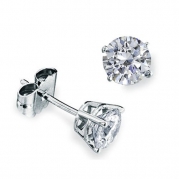 1/10 Ct Diamond Stud Earrings (I1-clarity G Color) Micro Set Diamonds with Push Backs Set on Solid Sterling Silver Platinum Plated