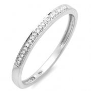 0.10 Carat (ctw) 10k White Gold Round Diamond Ring Wedding Anniversary Stackable Band