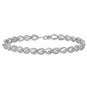 1.00 Carat (ctw) Sterling Silver Round White Diamond Ladies Tennis Link Bracelet 1 CT