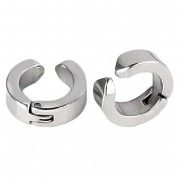 Zysta 2pcs Silver Surgical Stainless Steel Non-Piercing Clip On Hoop Hinged Huggie Stud Earring