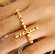 Golden Flexiable Cross Finger Ring Rings