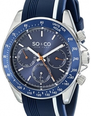 SO&CO New York Men's 5010R.1 Monticello Day and Date Tachymeter Watch with Blue Rubber Band