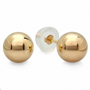 14k Yellow Gold Ball 4mm Stud Earrings with Silicone covered Gold Pushbacks