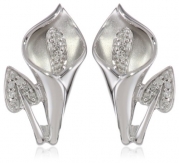 10K White Gold Calla Lily Diamond Earrings (1/10 Cttw, I-J Color, I2-I3 Clarity)