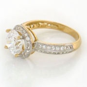 14k Solid Yellow Gold Imitation Diamond Engagement Ring
