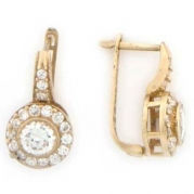 14k Solid Yellow Gold Imitation Diamond Earring Jewelry