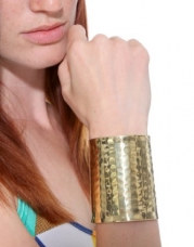ZAD AWESOME XX-Wide 3 Hammered Yellow Gold Cuff Bracelet