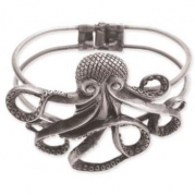 ZADUniqueLargeOctopusCuffBraceletAntiqueSilverTone