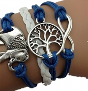 Susenstone(TM) Women Handmade Charms Tree Elephant Knit Leather Rope Chain Bracelet Gift