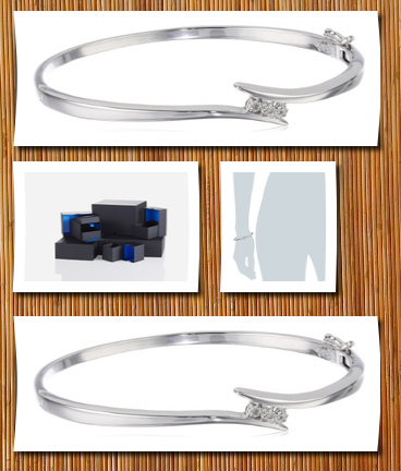 Amazon Collection sterling silver diamond-accent swish bangle bracelet