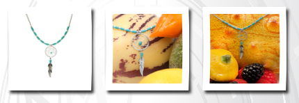 Ian and Valeri Co. dream catcher turquoise necklace sterling silver, 16