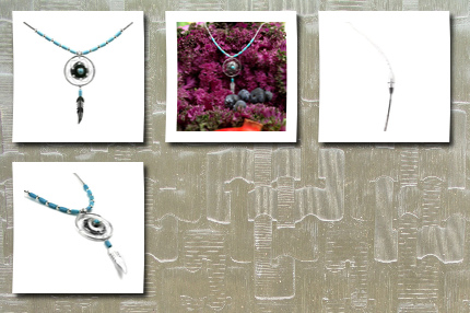 Ian and Valeri Co. dream catcher turquoise new age necklace sterling silver, 18