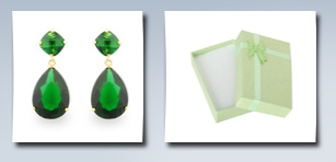 JanKuo Jewelry angelina jolie inspired emerald c.z bridal, prom drop earrings.