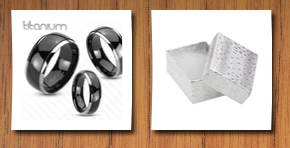 Jinique solid titanium mirror polished black ion plated silver edged band ring; comes with free gift box (6)