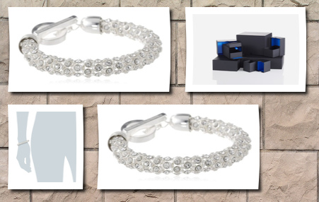 Anne Klein silver-tone crystal glass tubular pave bracelet, 7.25