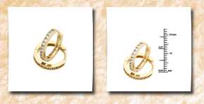 The World Jewelry Center 14k yellow gold plated 2.5mm thickness cz channel set hoop huggies earrings (0.7 or 17mm)