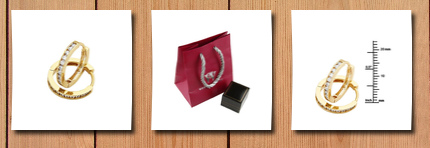 The World Jewelry Center 14k yellow gold plated 2.5mm thickness cz channel set hoop huggies earrings (0.7 or 17mm)