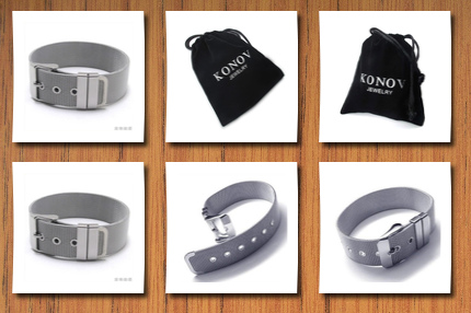 KONOV Jewelry jewelry women's stainless steel bangle bracelet silver (with gift bag)